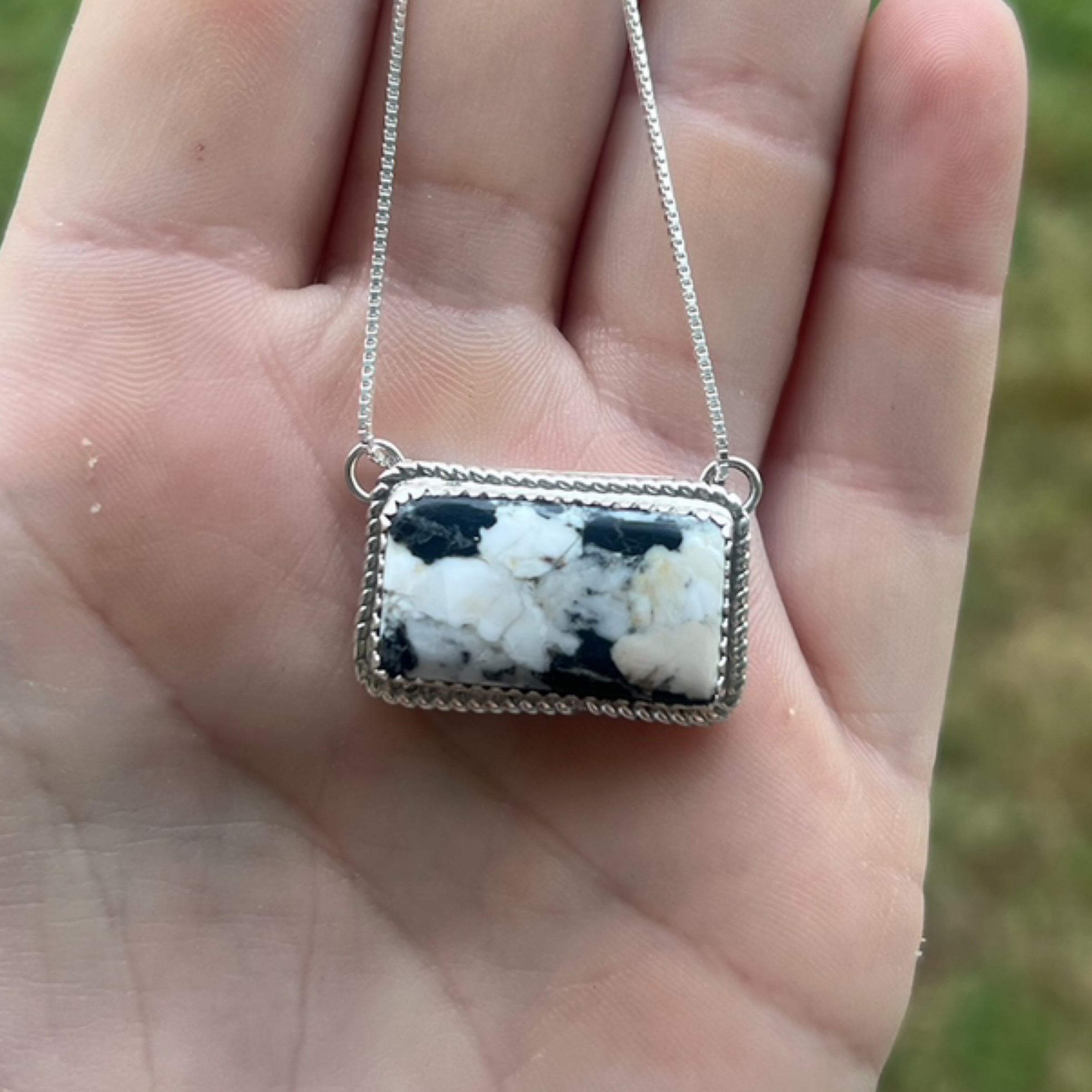 White buffalo bar necklace